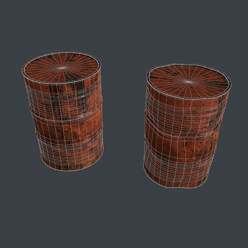 Barrels rusty barrel Low-poly 3D model_23