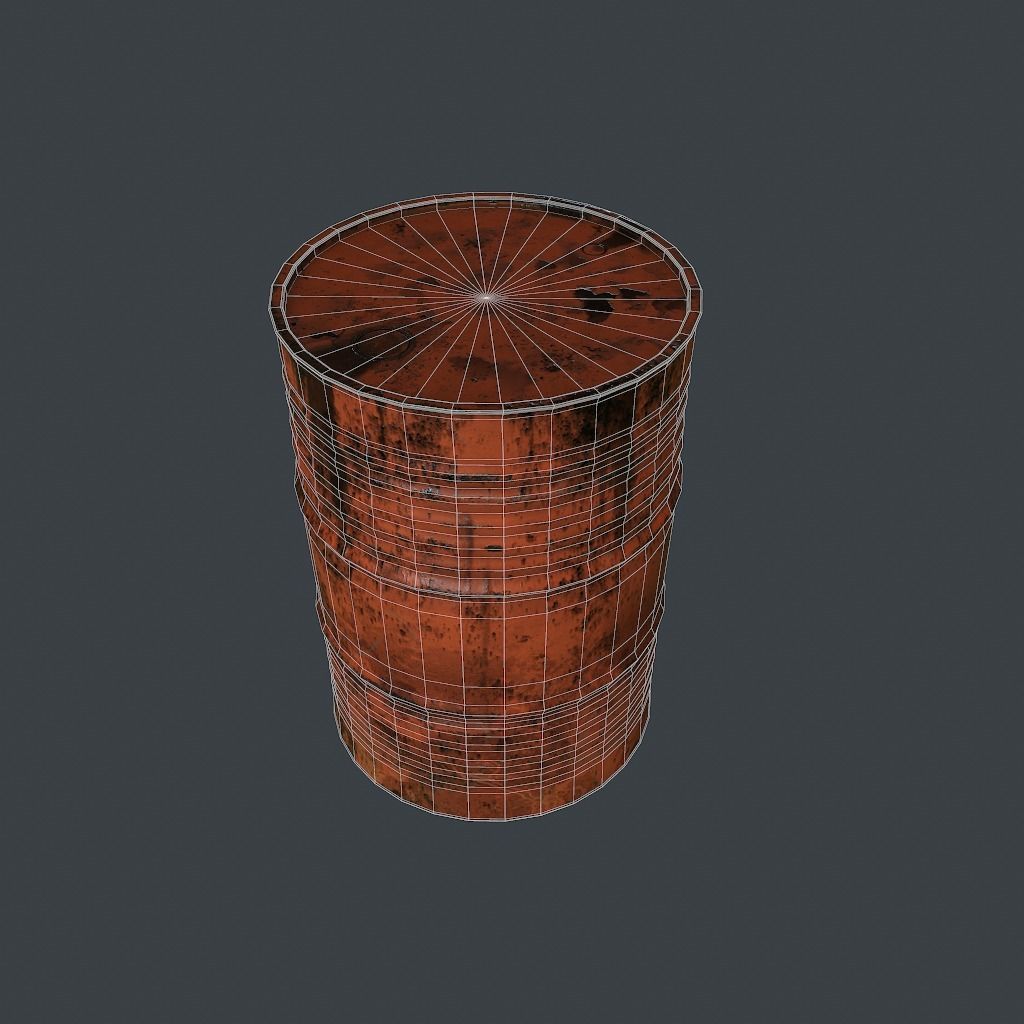 Barrels rusty barrel Low-poly 3D model_20