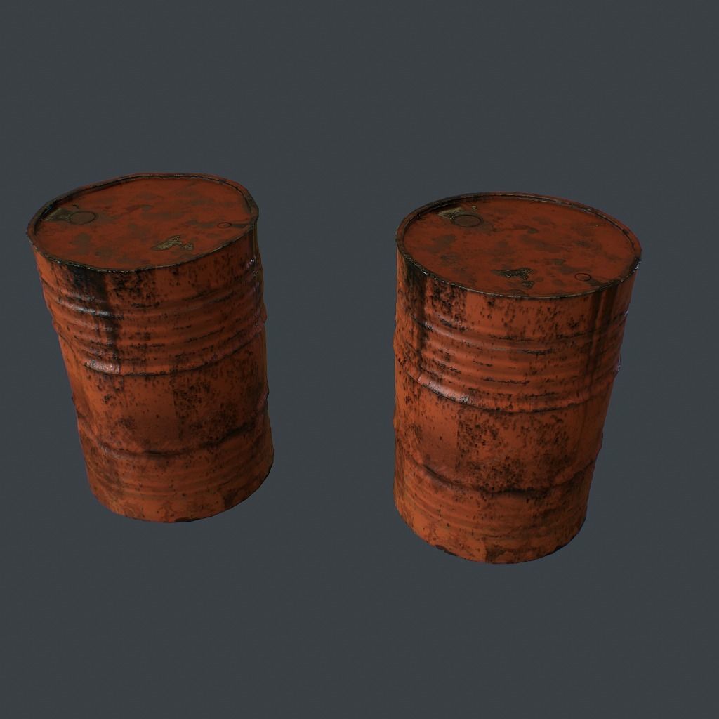 Barrels rusty barrel Low-poly 3D model_3