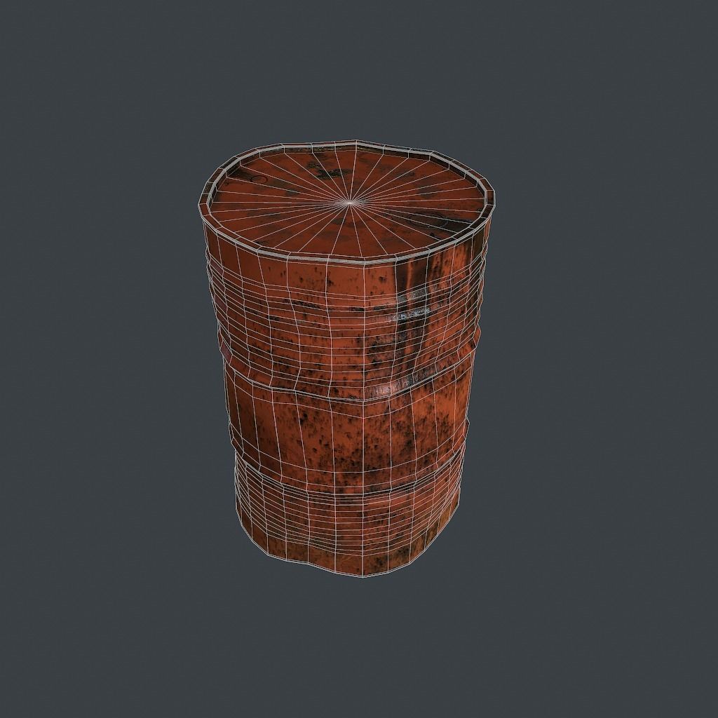 Barrels rusty barrel Low-poly 3D model_21