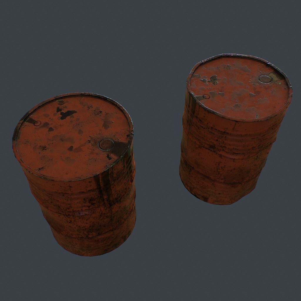 Barrels rusty barrel Low-poly 3D model_6
