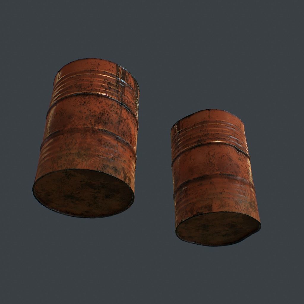 Barrels rusty barrel Low-poly 3D model_5