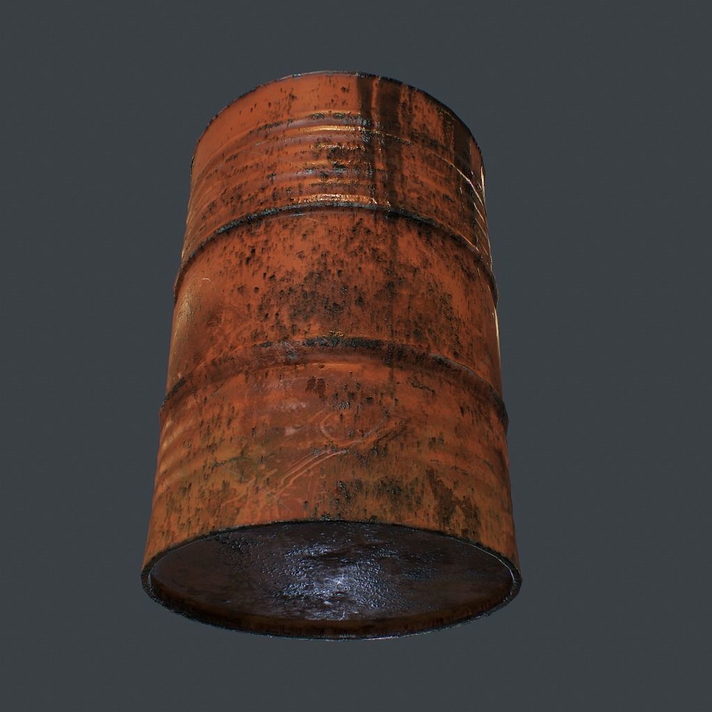 Barrels rusty barrel Low-poly 3D model_11