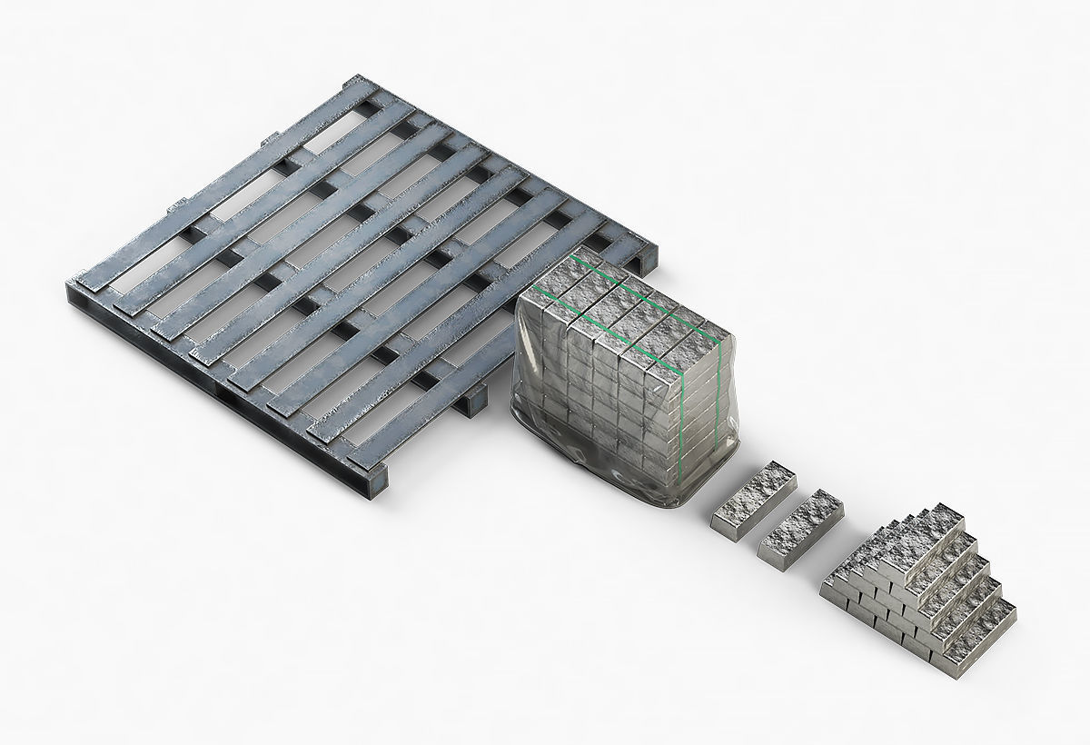 Aluminium Zinc Nickel Silver Titan Steel ingot 8 3D model_5