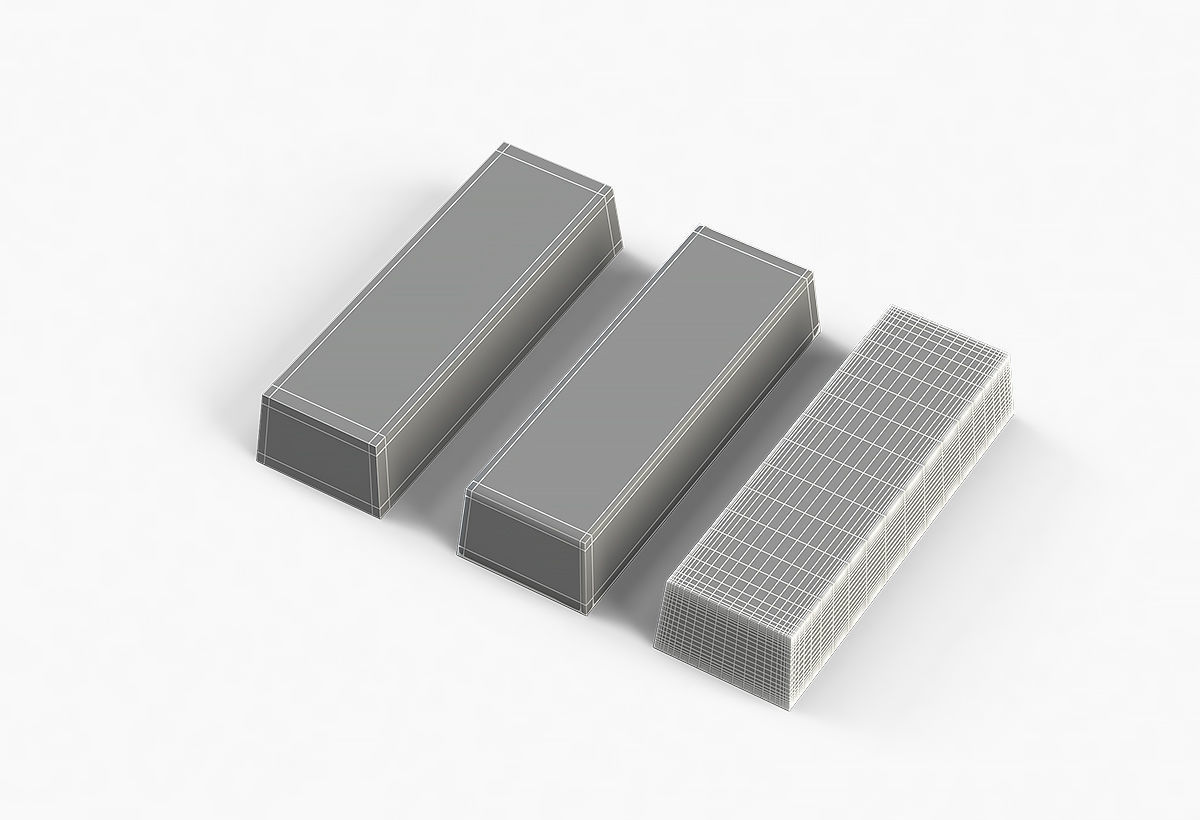 Aluminium Zinc Nickel Silver Titan Steel ingot 8 3D model_9