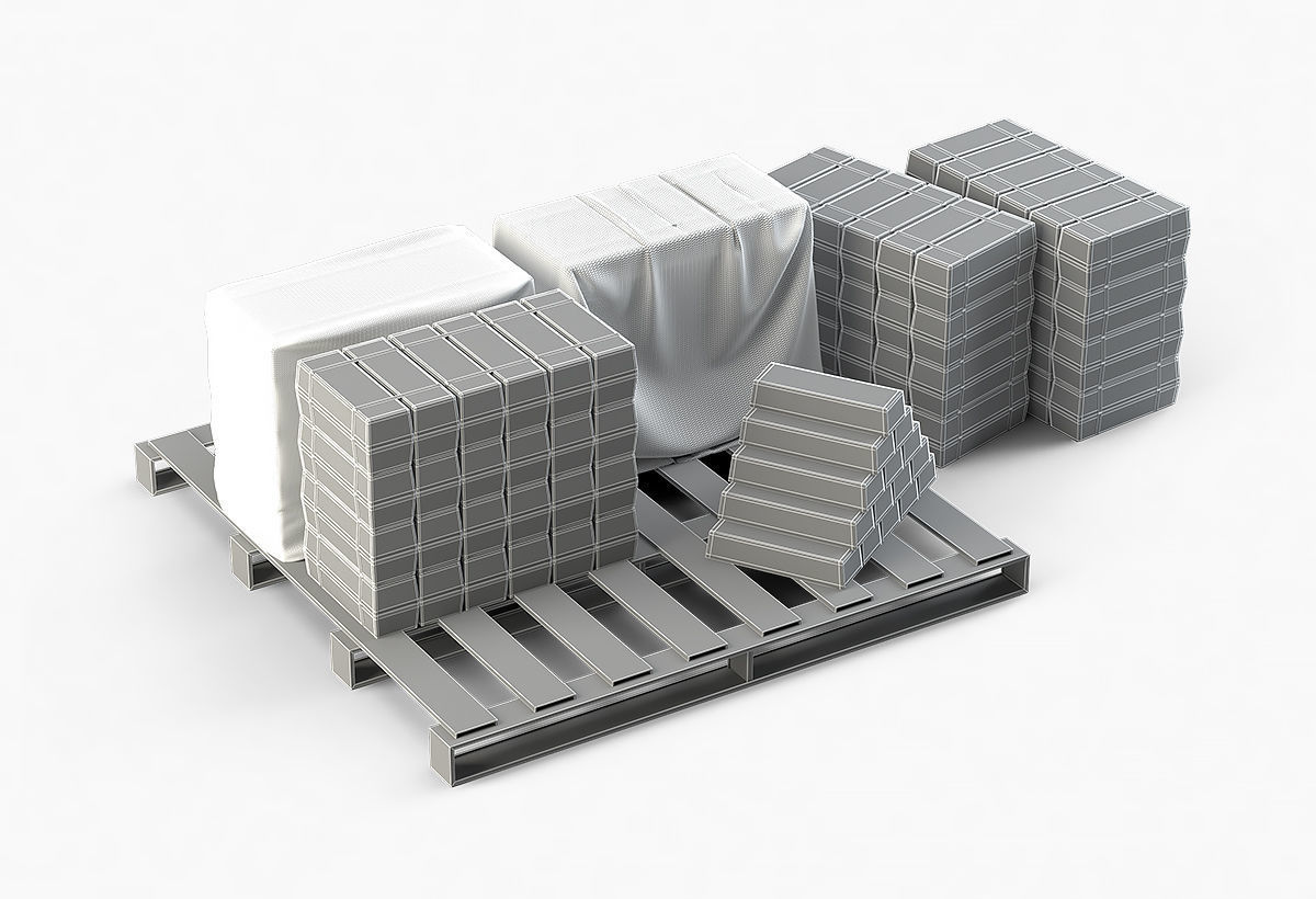 Aluminium Zinc Nickel Silver Titan Steel ingot 8 3D model_4