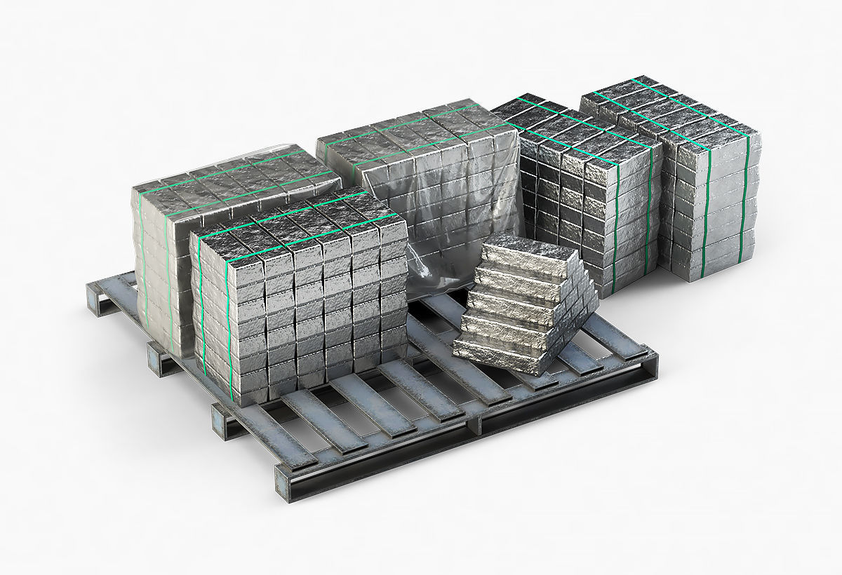 Aluminium Zinc Nickel Silver Titan Steel ingot 8 3D model_3