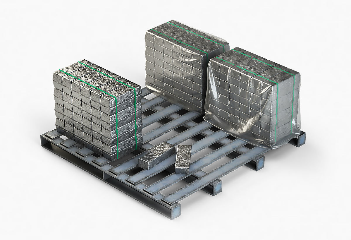 Aluminium Zinc Nickel Silver Titan Steel ingot 8 3D model_2
