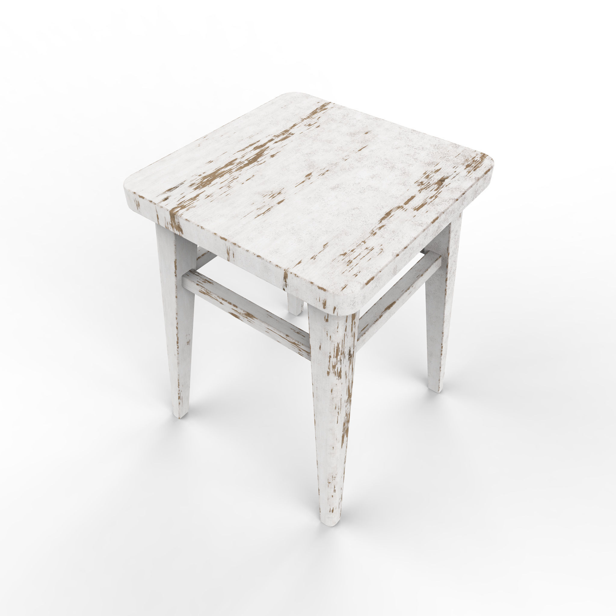 Wooden stool Low-poly 3D model_2