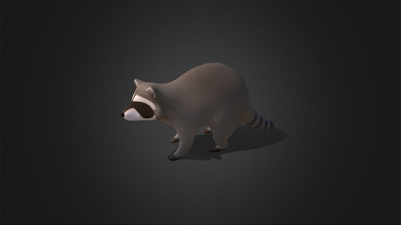Low Poly Racoon - Idle Animated Low-poly 3D model_3