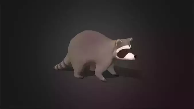Low Poly Racoon - Idle Animated Low-poly 3D model