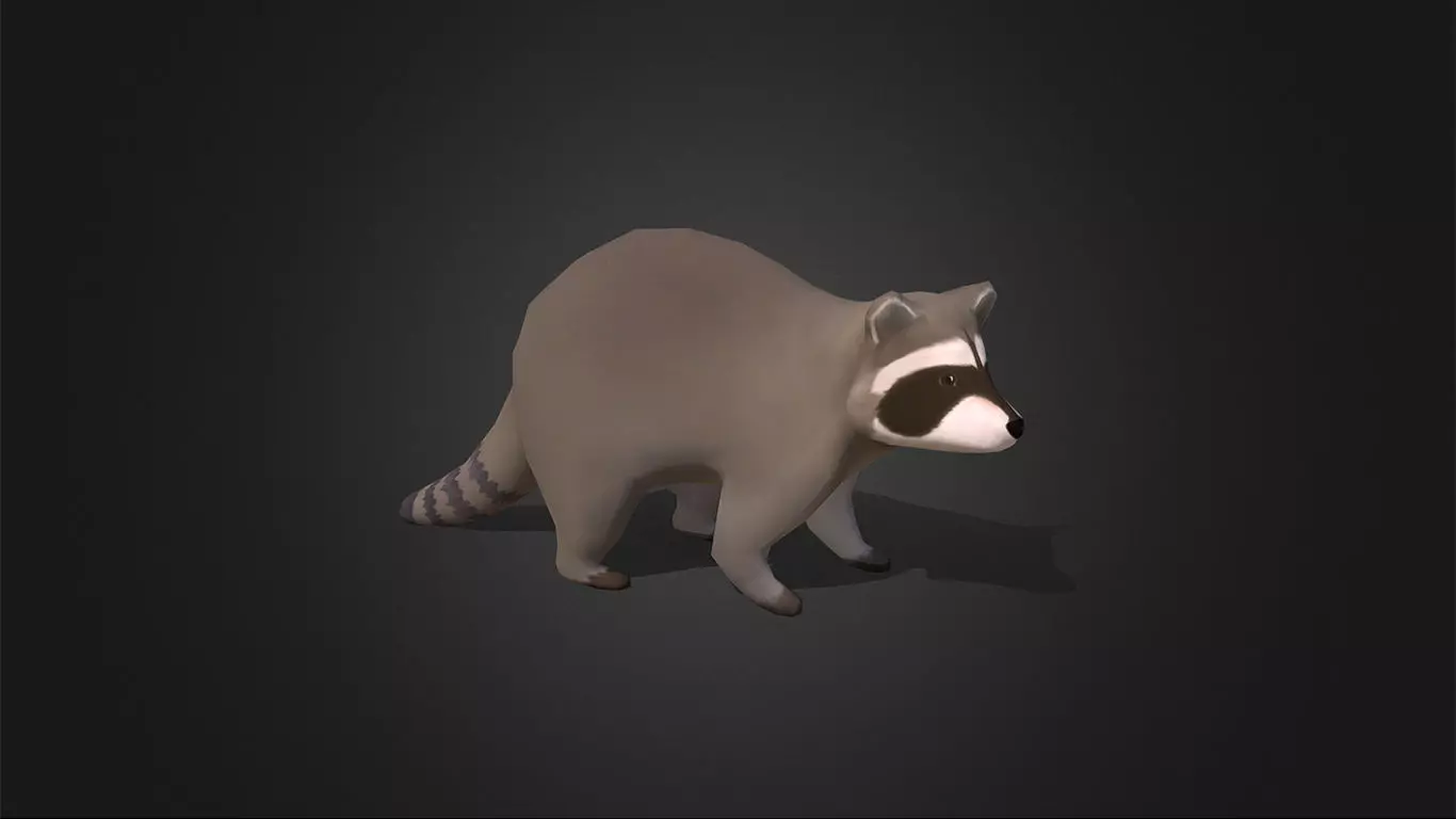 Low Poly Racoon - Idle Animated Low-poly 3D model_0