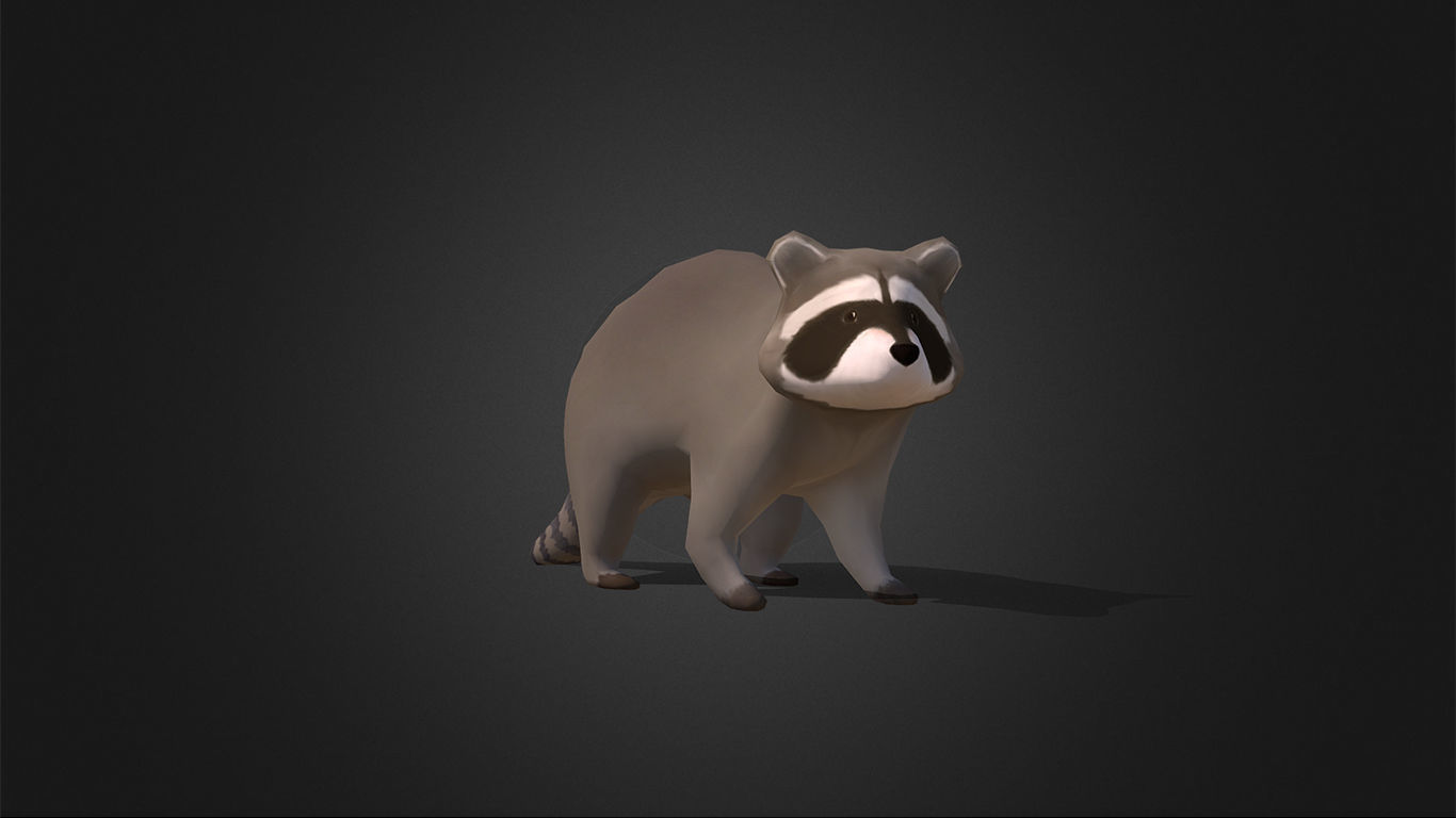 Low Poly Racoon - Idle Animated Low-poly 3D model_9