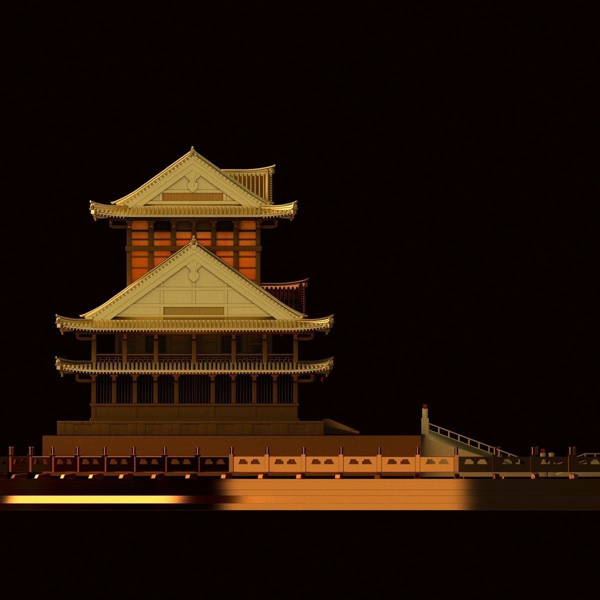 Chinese house 3D model_2