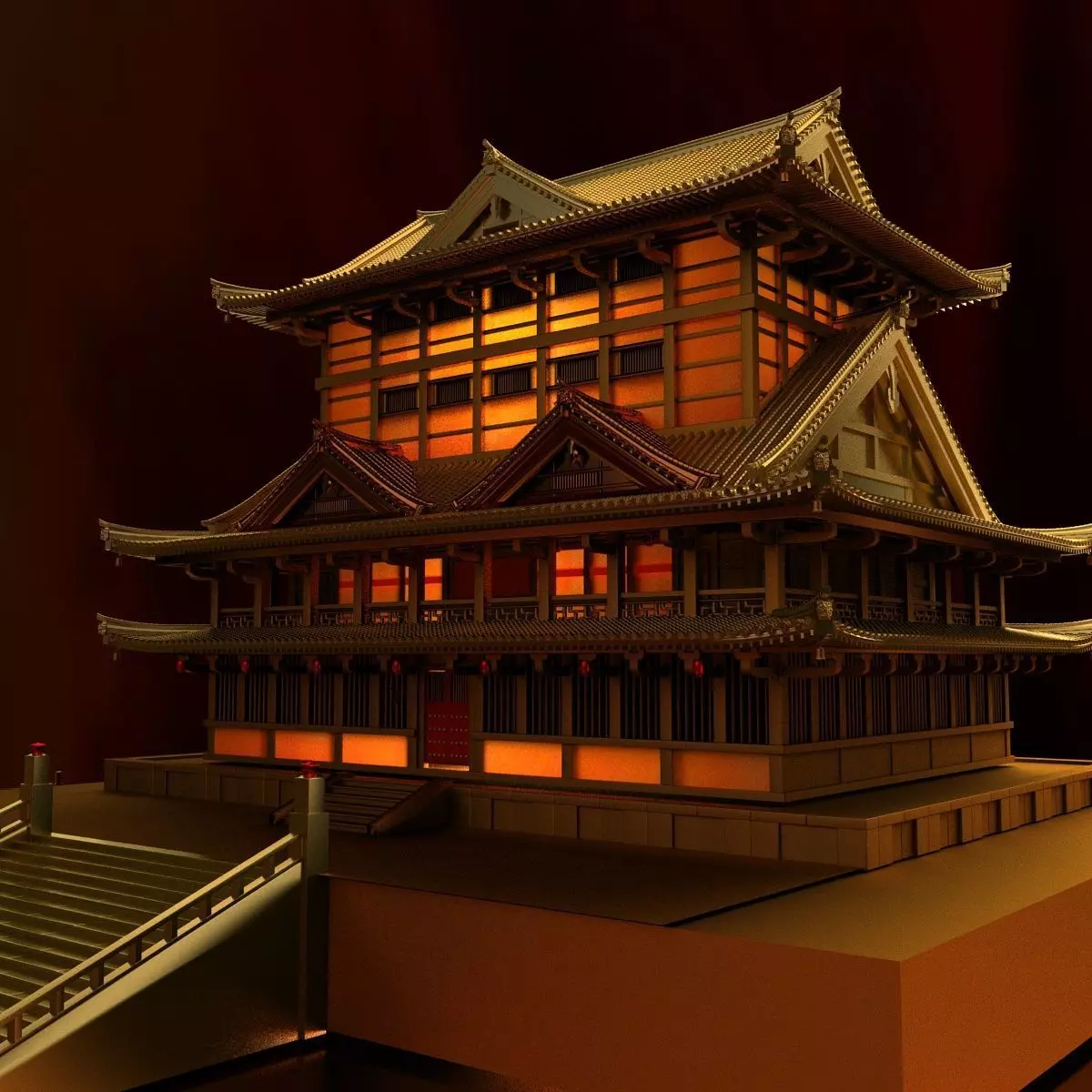 Chinese house 3D model_0