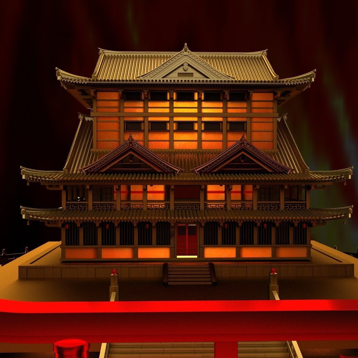 Chinese house 3D model_3
