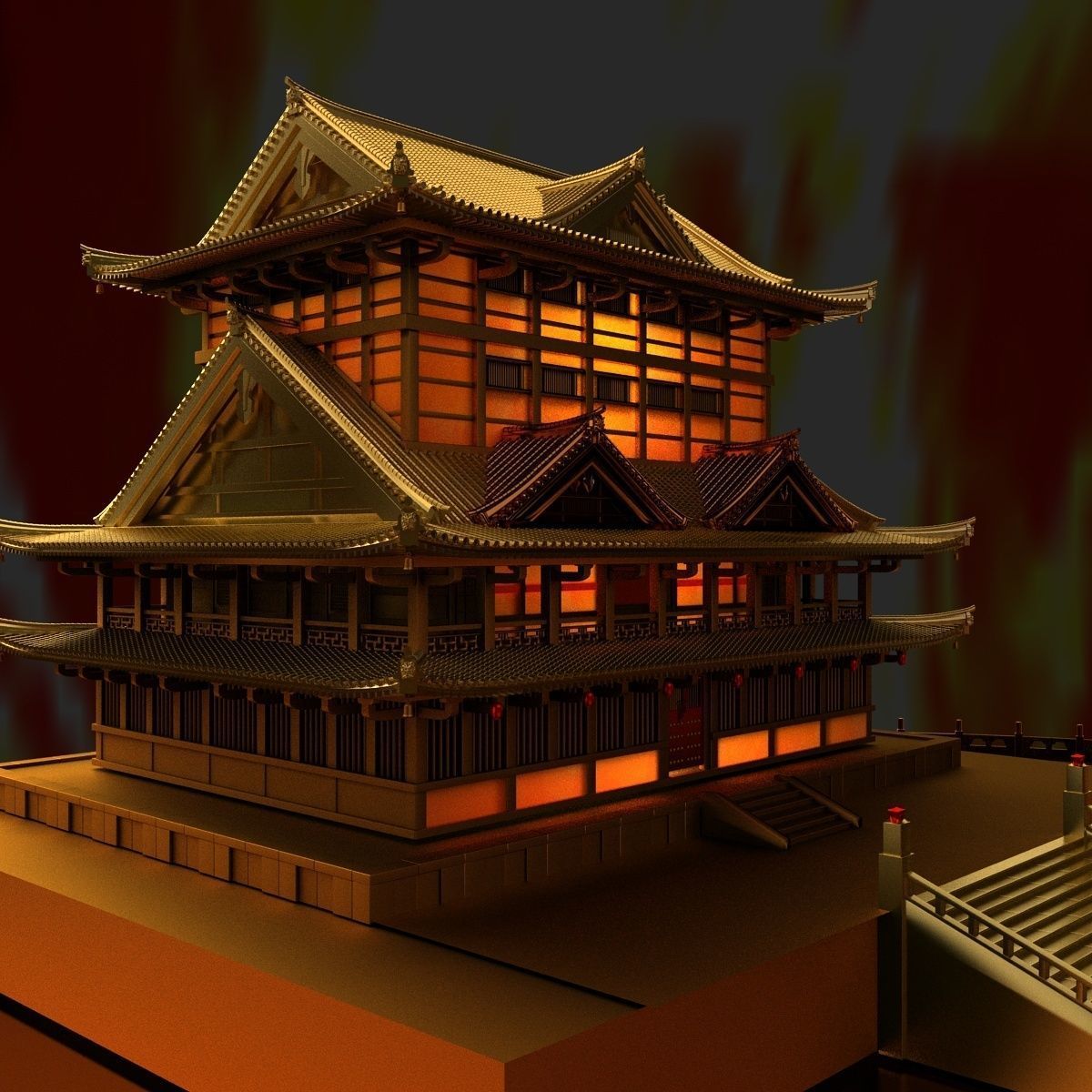 Chinese house 3D model_4