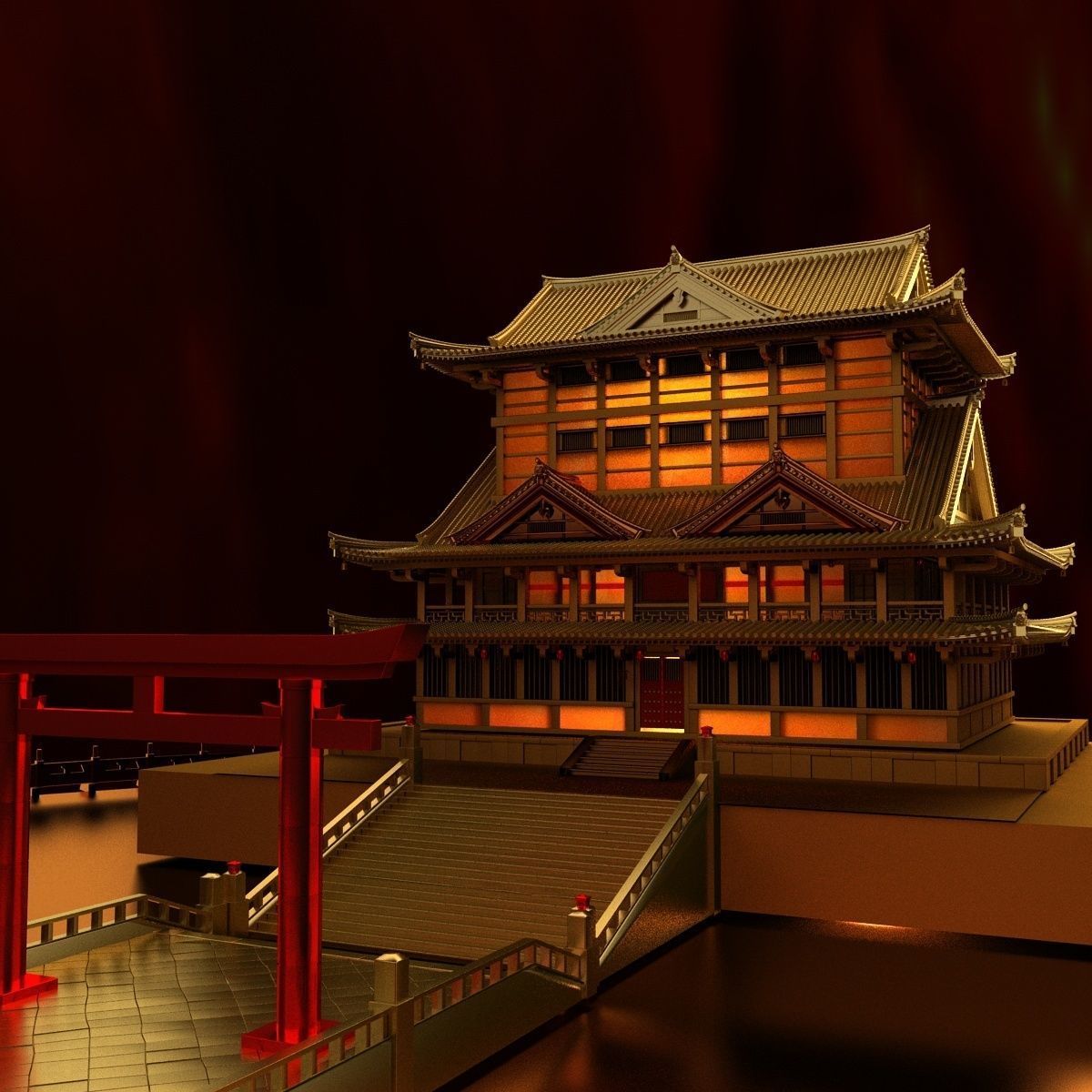 Chinese house 3D model_1