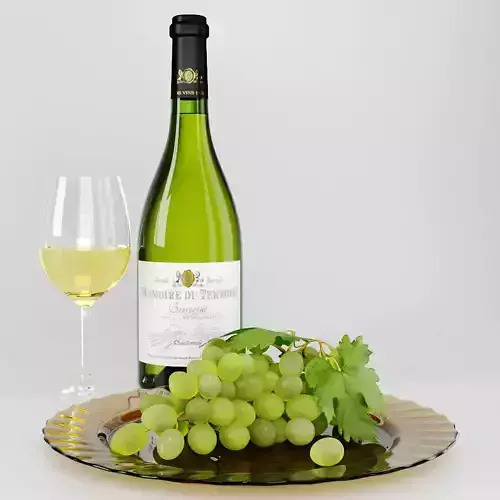Wine And Grape Set 3D model