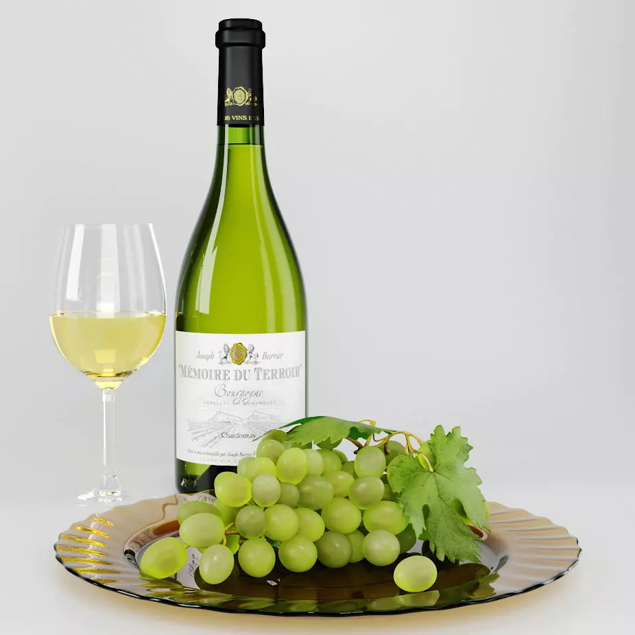 Wine And Grape Set 3D model