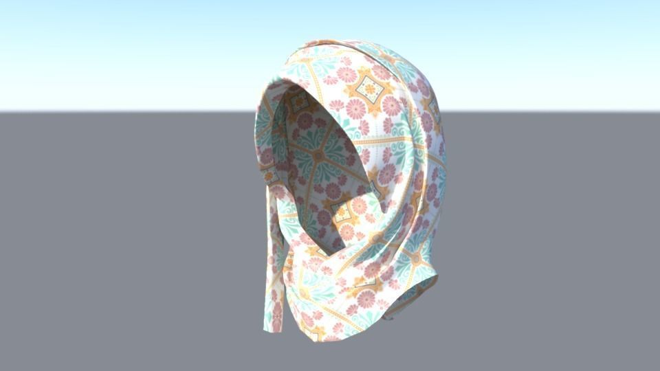 Hijab Model 2 scarf 3D model_9