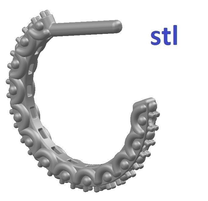 Earrings gold band with diamonds 3D print model_7