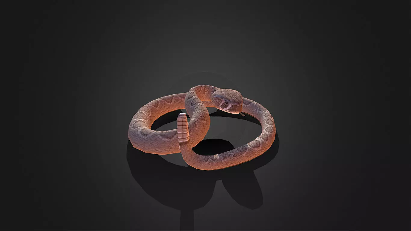 Low Poly Dessert Rattle Snake - Idle Animated Low-poly 3D model