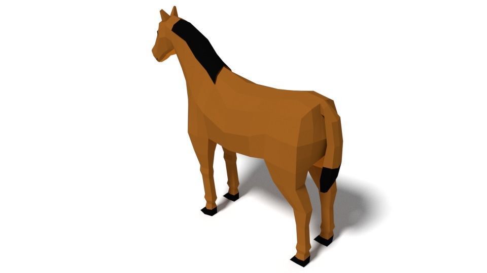 Low Poly Cartoon Horse Low-poly 3D model_4