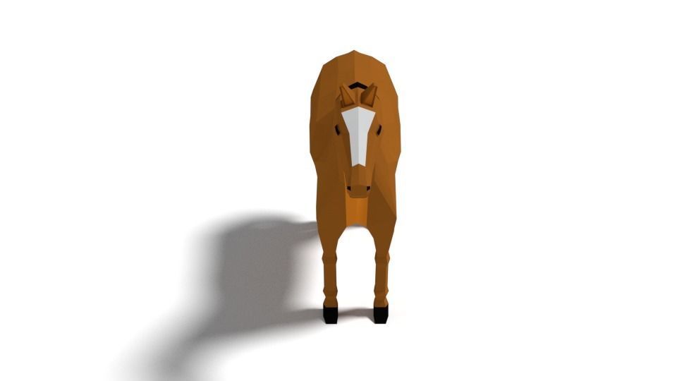 Low Poly Cartoon Horse Low-poly 3D model_2