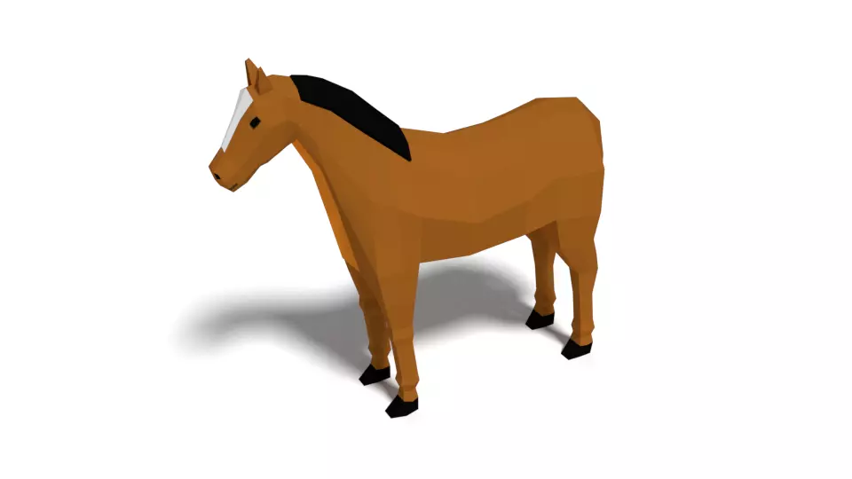 Low Poly Cartoon Horse Low-poly 3D model_0