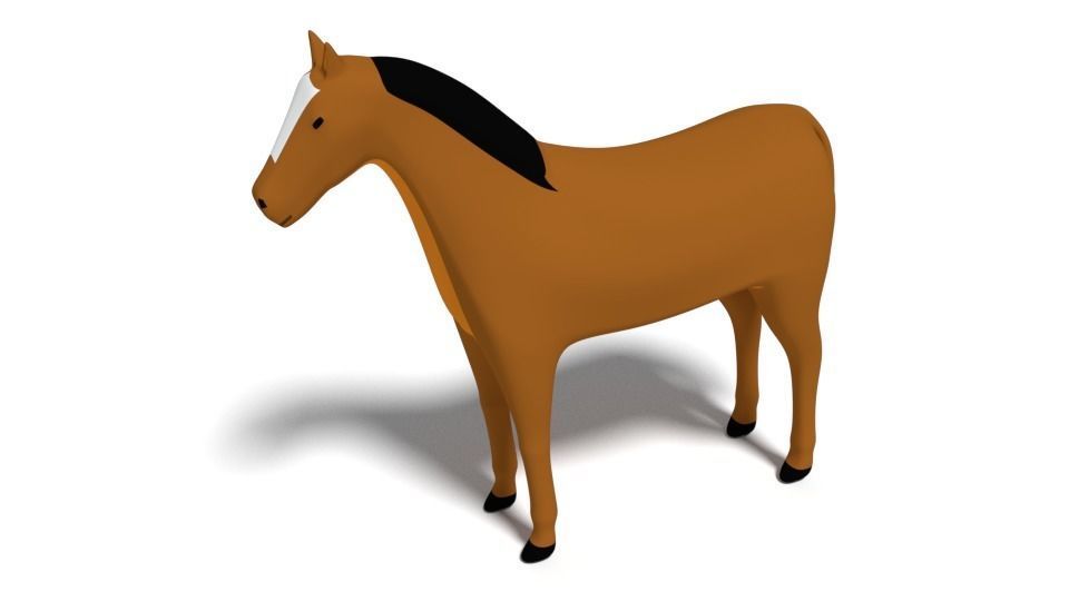 Low Poly Cartoon Horse Low-poly 3D model_6