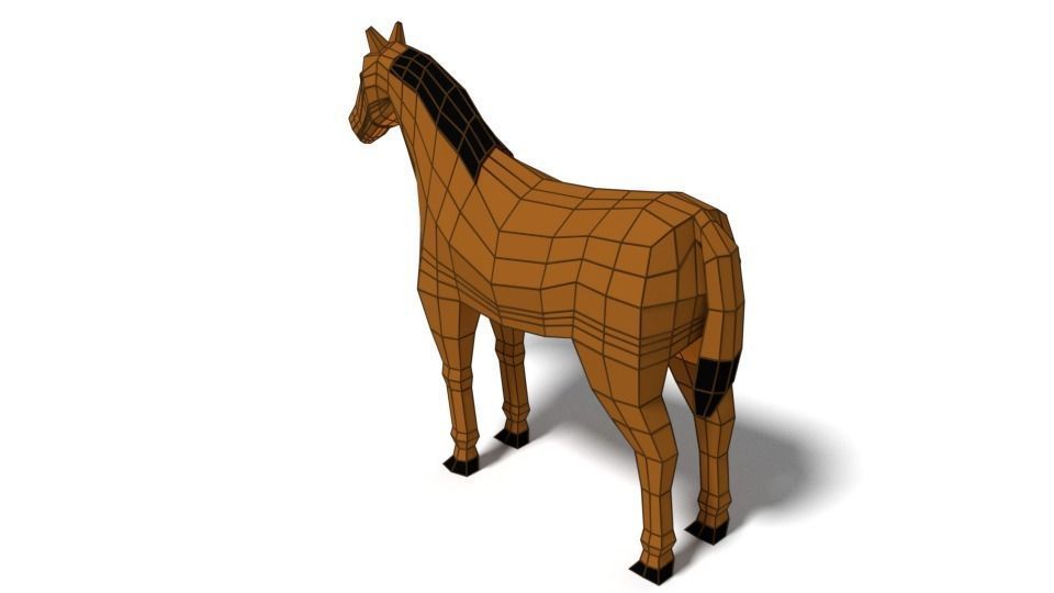 Low Poly Cartoon Horse Low-poly 3D model_11