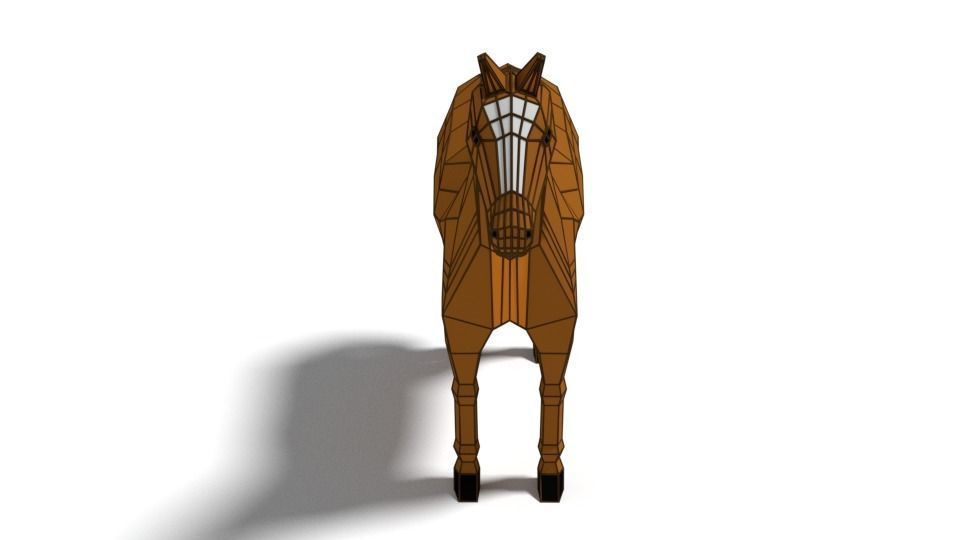 Low Poly Cartoon Horse Low-poly 3D model_9