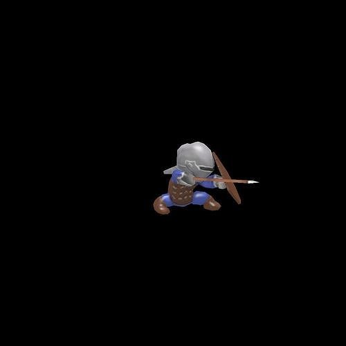 Animated low poly gameready character pikeman Low-poly 3D model
