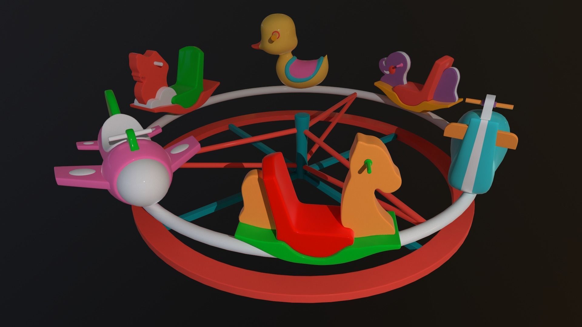 Asset - Cartoons - Toys -Ferris wheel - 3D Model - Rig 3D model_5