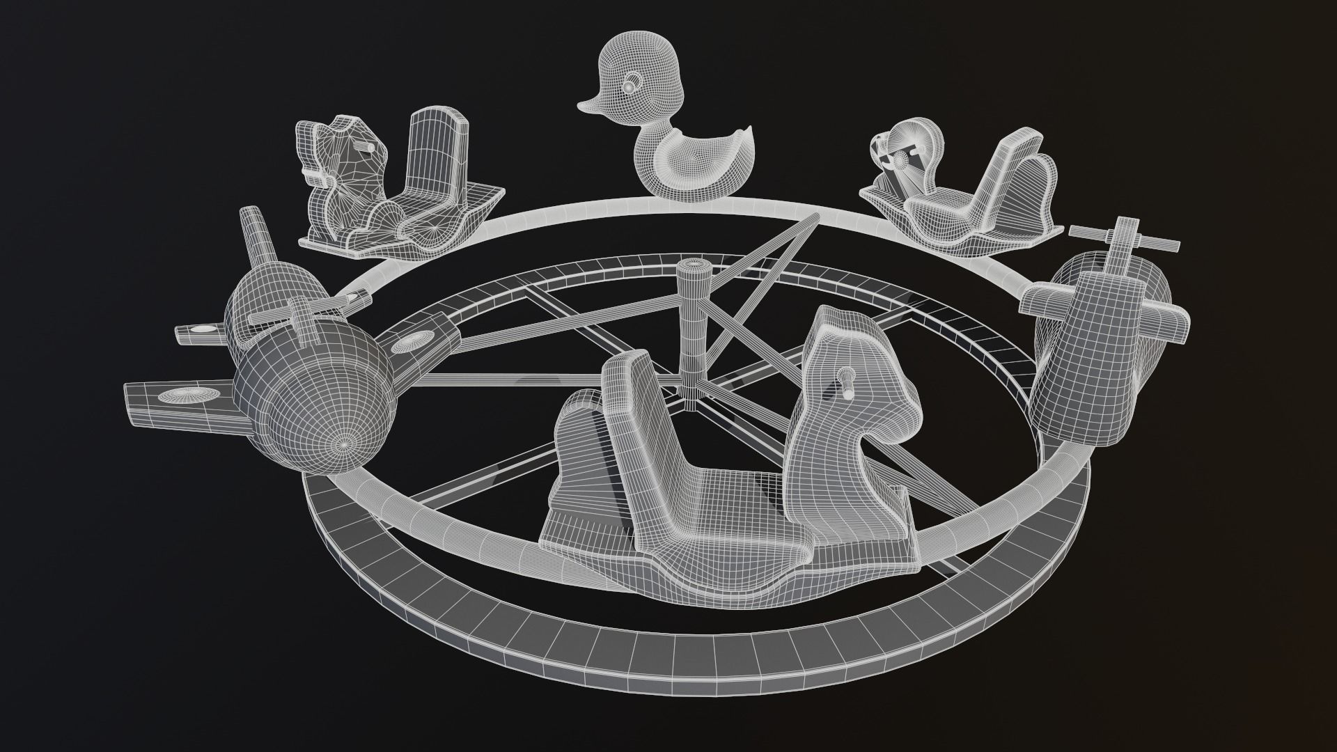 Asset - Cartoons - Toys -Ferris wheel - 3D Model - Rig 3D model_11