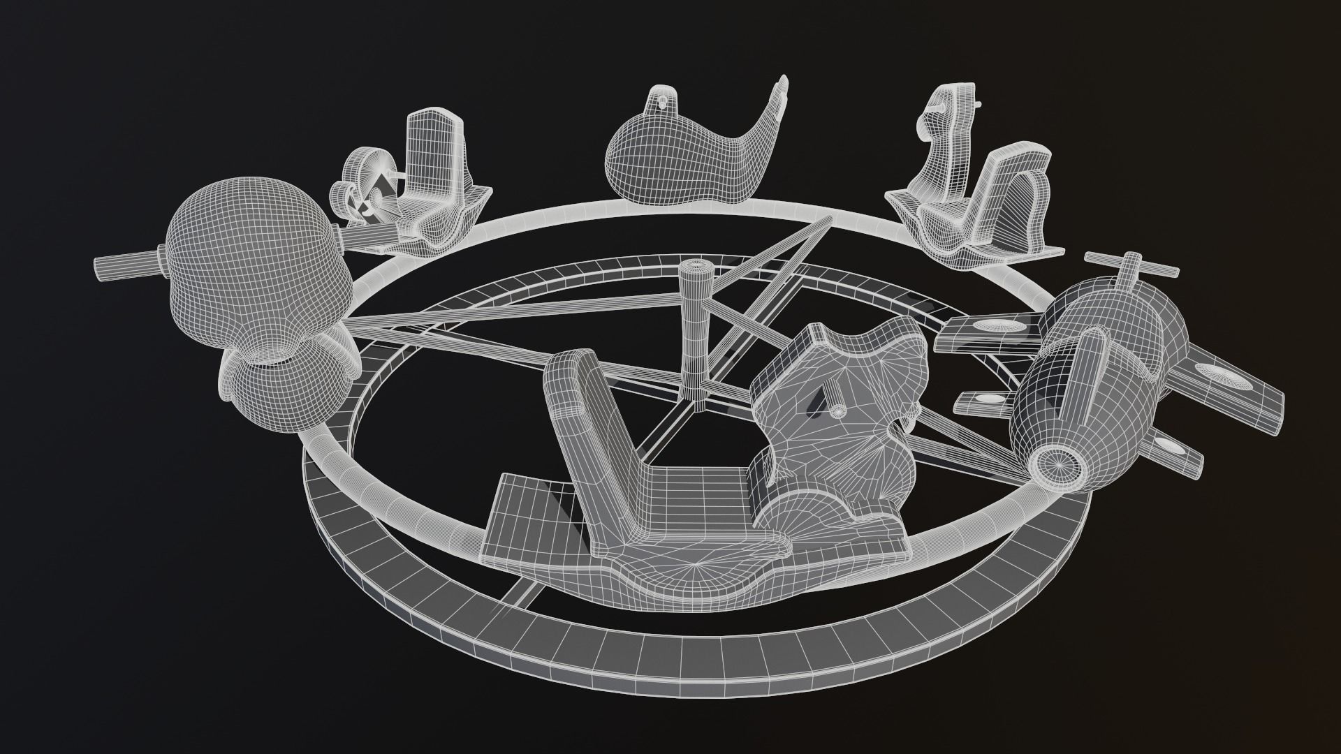 Asset - Cartoons - Toys -Ferris wheel - 3D Model - Rig 3D model_9