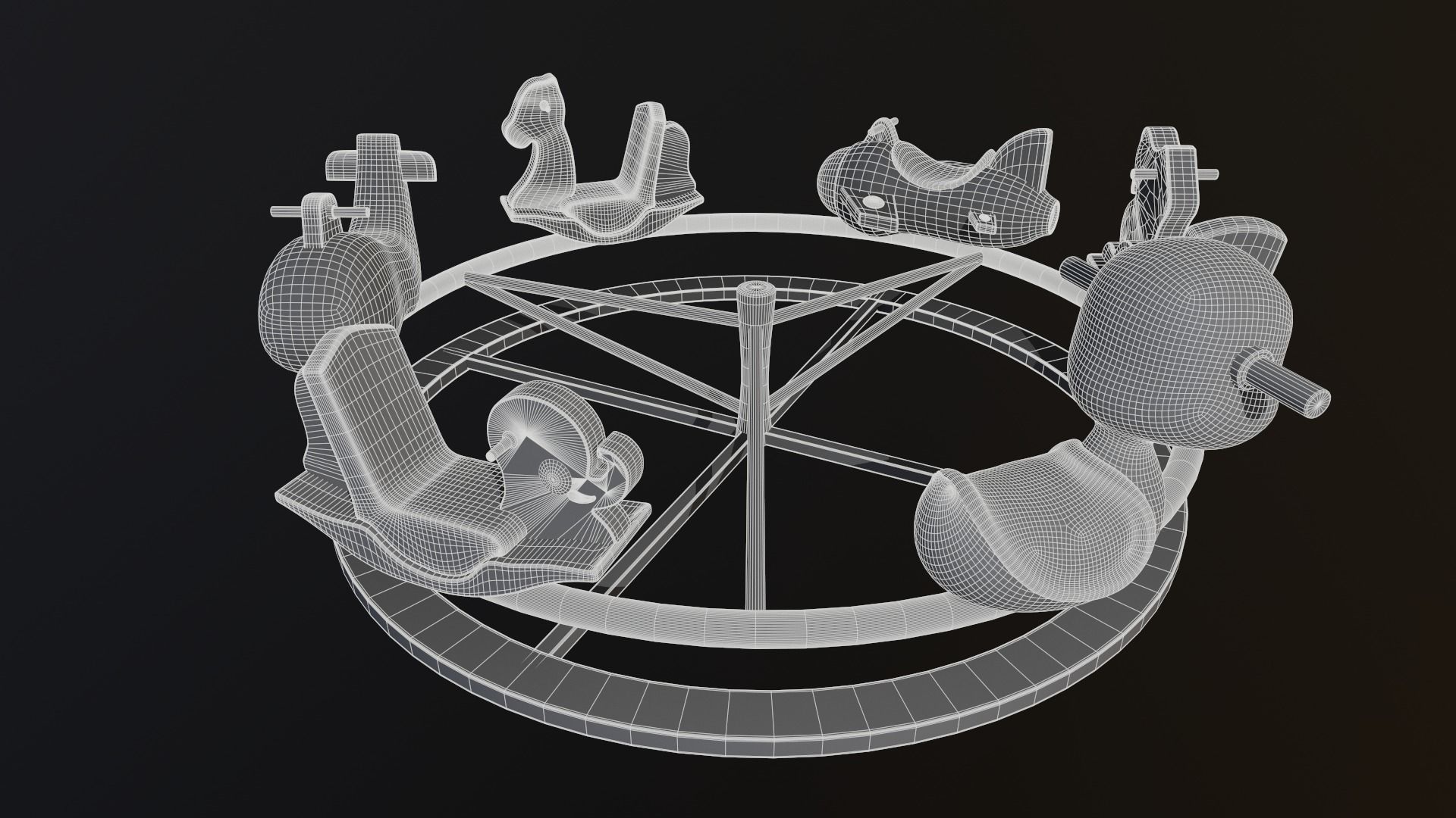 Asset - Cartoons - Toys -Ferris wheel - 3D Model - Rig 3D model_8