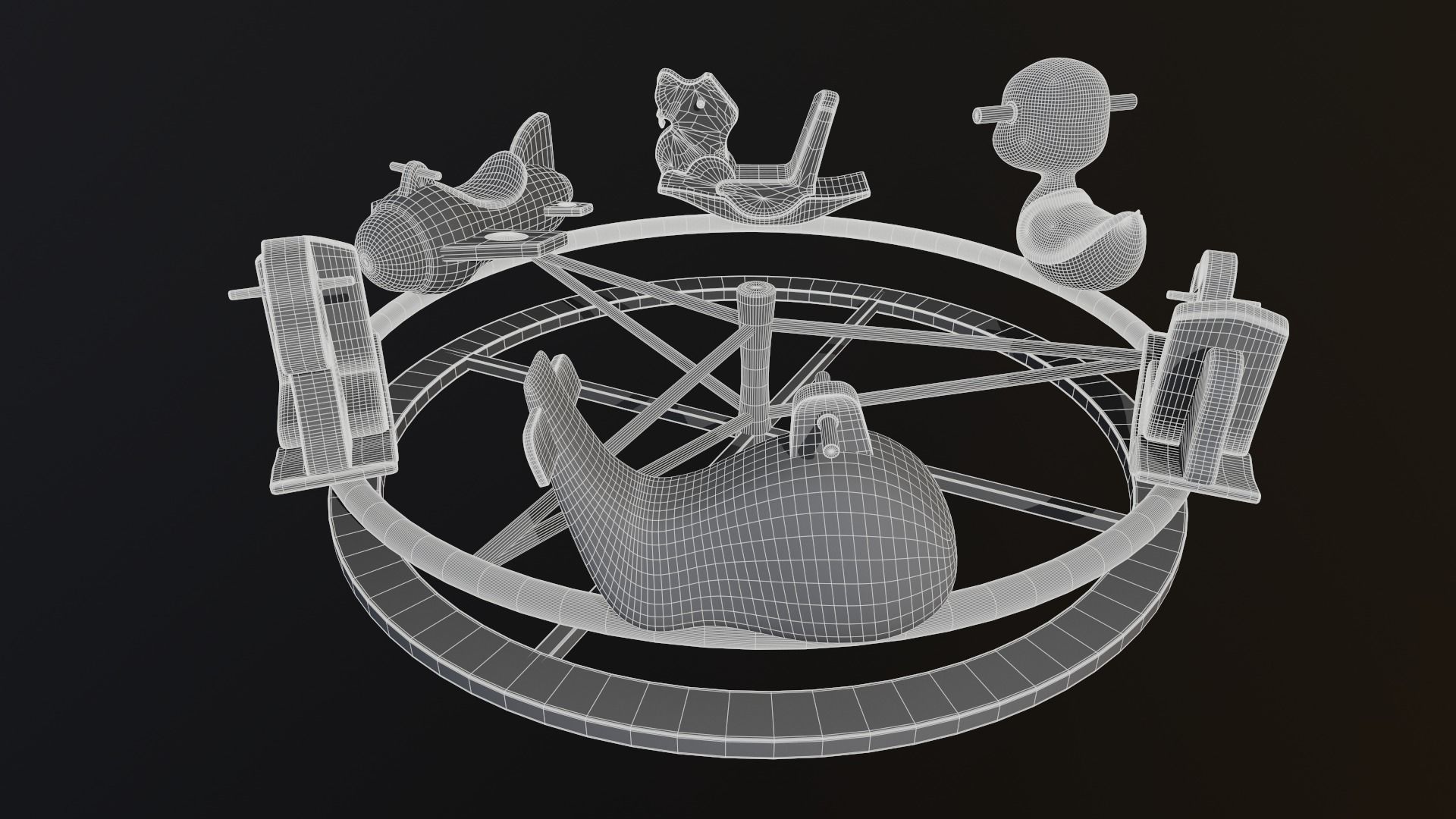 Asset - Cartoons - Toys -Ferris wheel - 3D Model - Rig 3D model_10