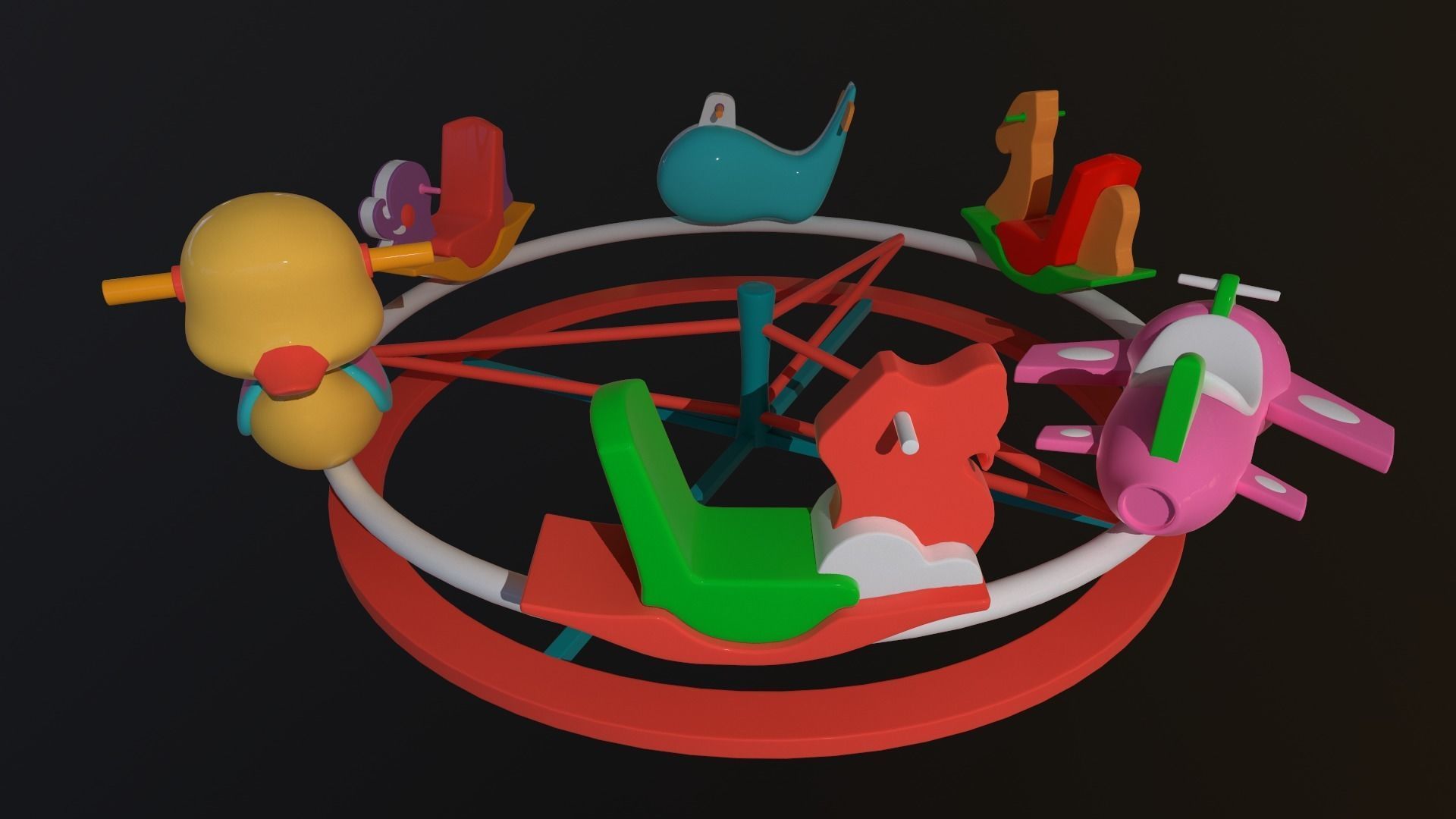 Asset - Cartoons - Toys -Ferris wheel - 3D Model - Rig 3D model_3