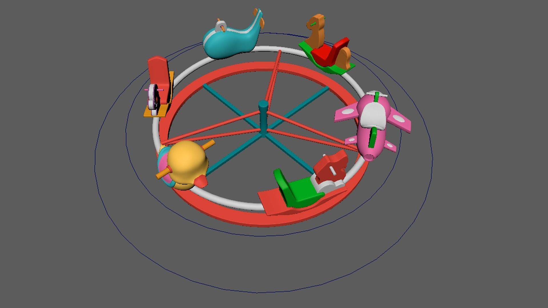 Asset - Cartoons - Toys -Ferris wheel - 3D Model - Rig 3D model_6