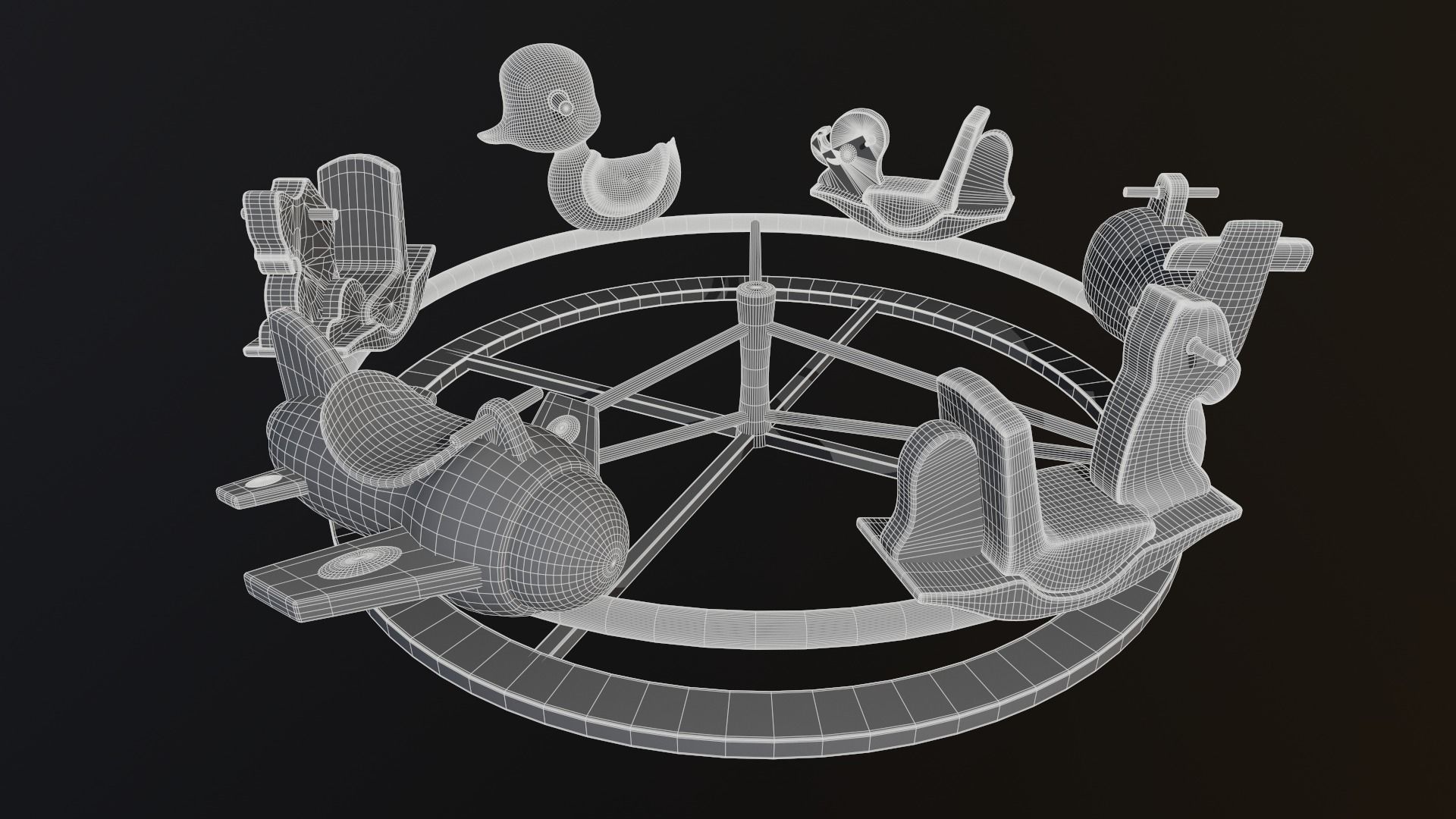 Asset - Cartoons - Toys -Ferris wheel - 3D Model - Rig 3D model_7