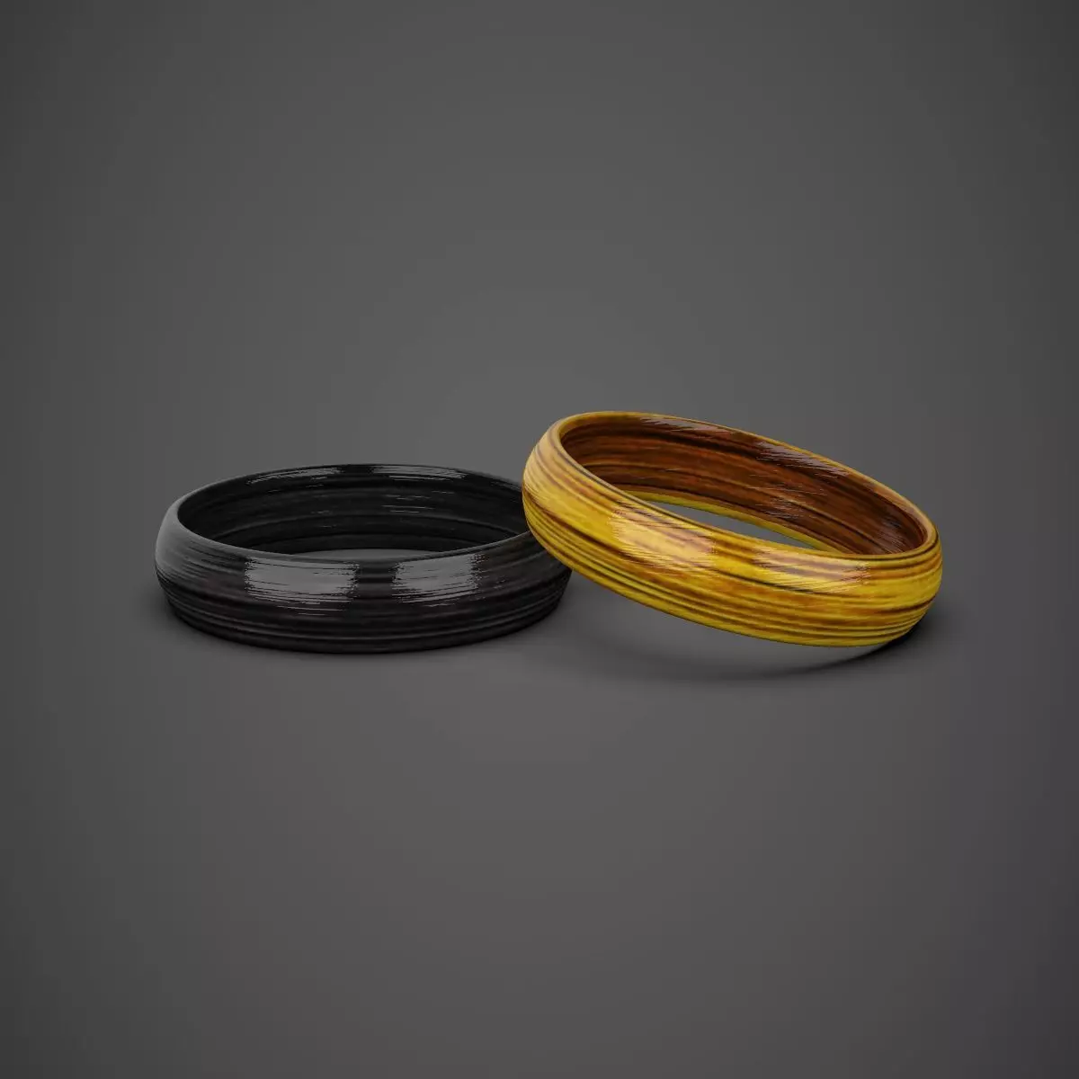 Low-poly Ring two wooden rings Low-poly 3D model