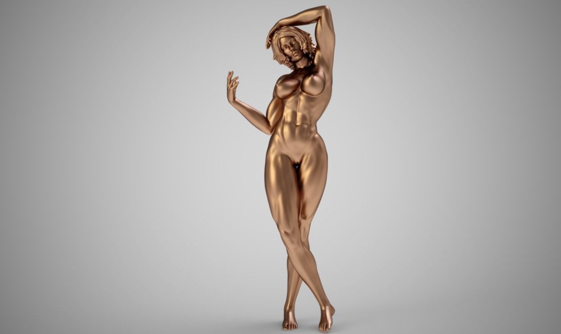 Muscular Girl  3D print model_11