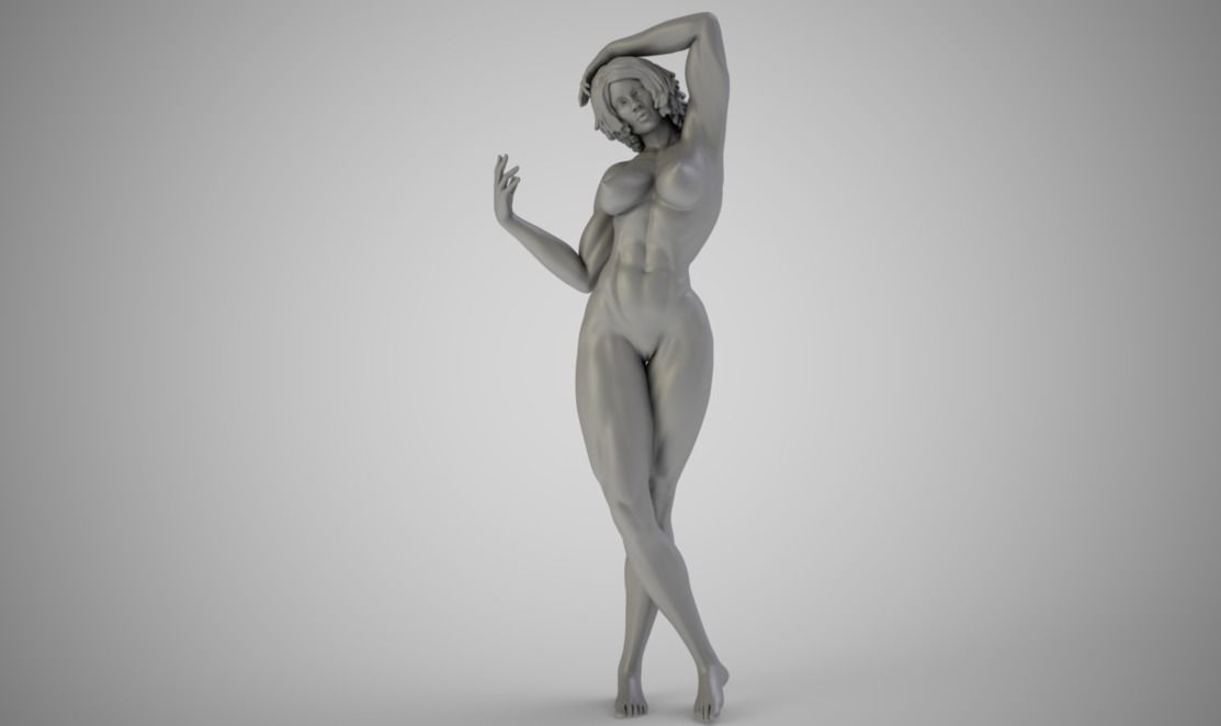 Muscular Girl  3D print model_1