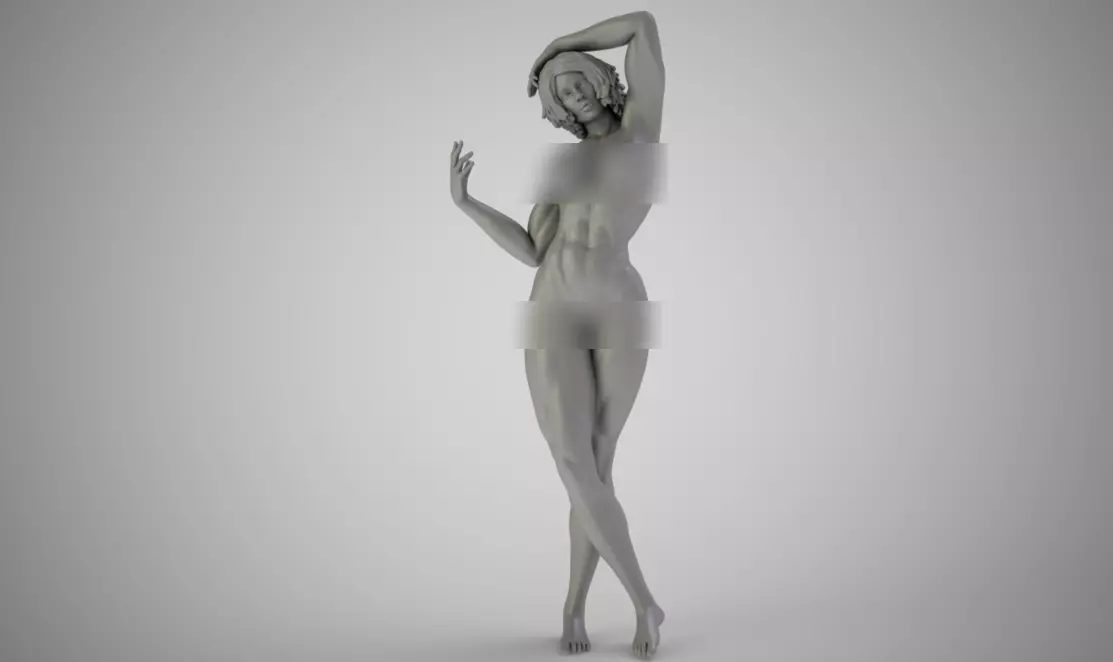 Muscular Girl  3D print model_0
