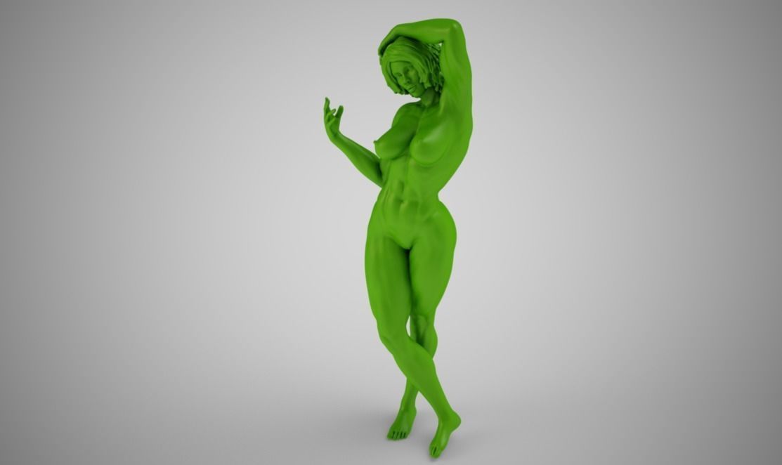 Muscular Girl  3D print model_4