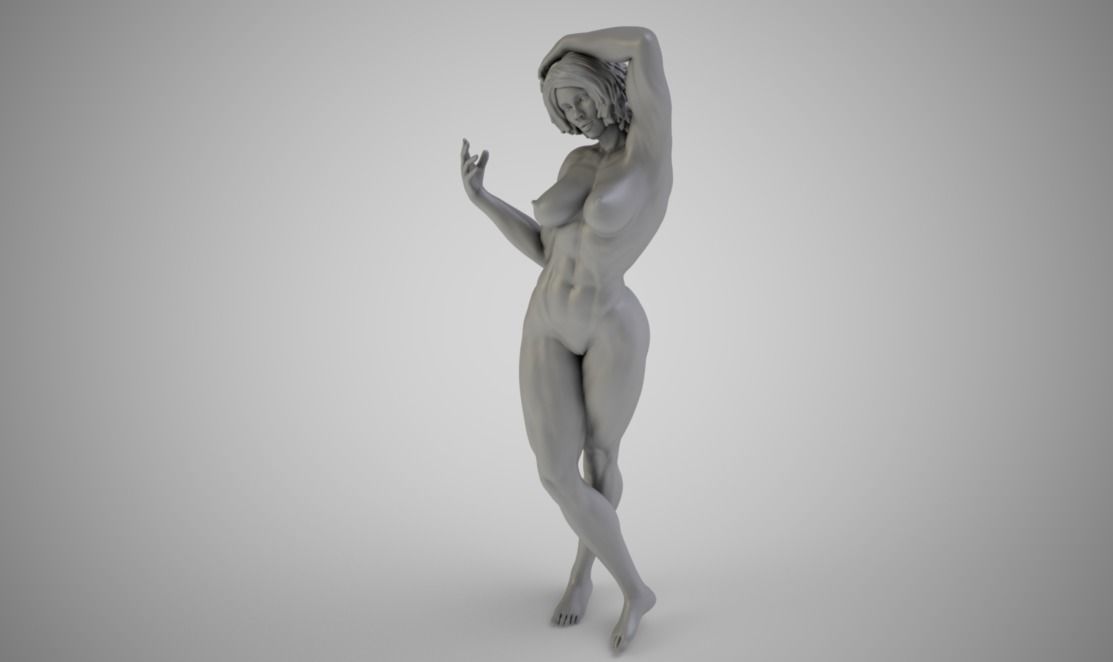 Muscular Girl  3D print model_3
