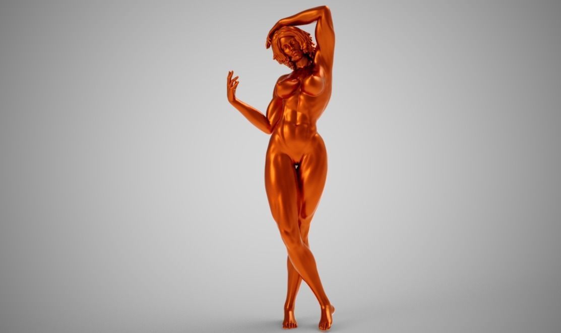 Muscular Girl  3D print model_10