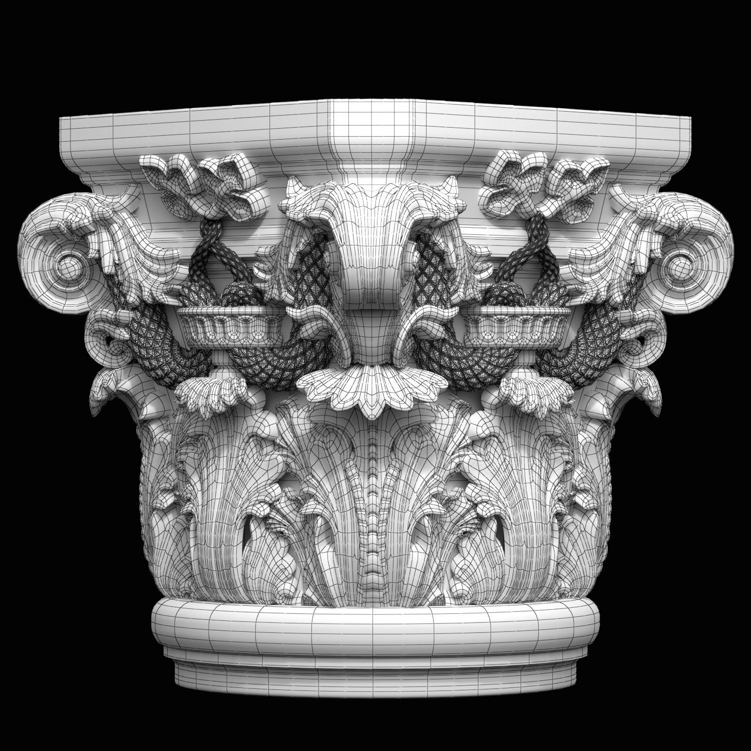 capital ornate column 3D model_2